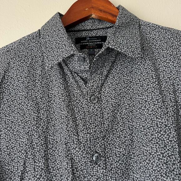 Marc Anthony Black Dainty Floral Button Up Size Medium - Picture 2 of 7